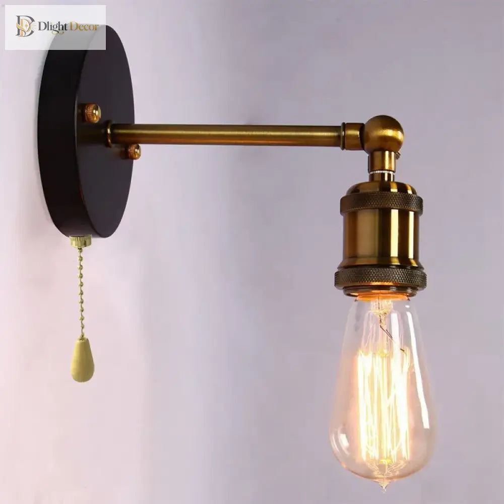 Adjustable Industrial Metal Wall Lamp - Vintage Lighting With Pull Chain Switch Wall Lamp