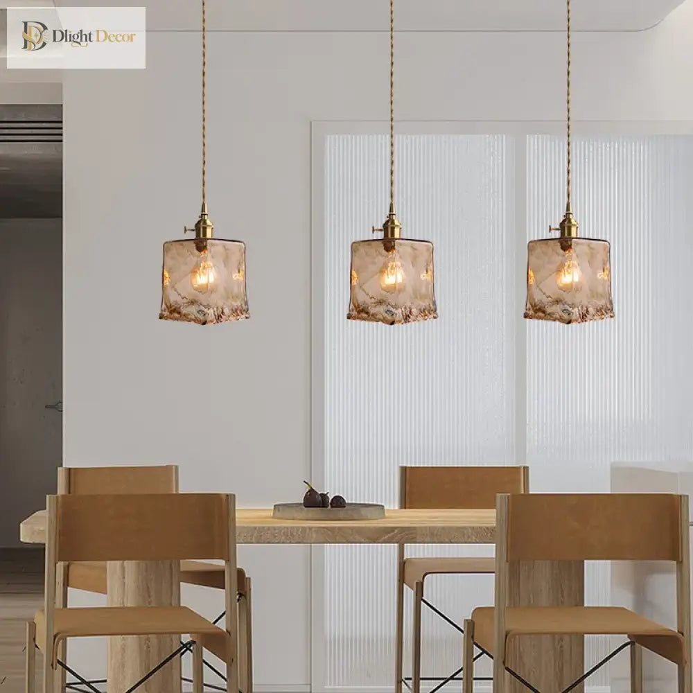 Japanese Style Vintage Brass Glass Chandelier - Elegance For Your Dining And Kitchen Spaces Pendant