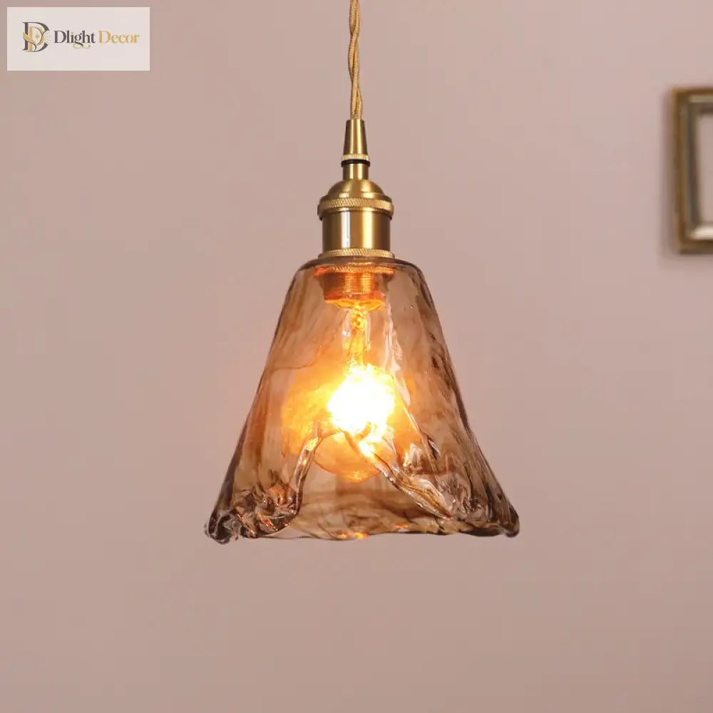 Japanese Style Vintage Brass Glass Chandelier - Elegance For Your Dining And Kitchen Spaces Pendant