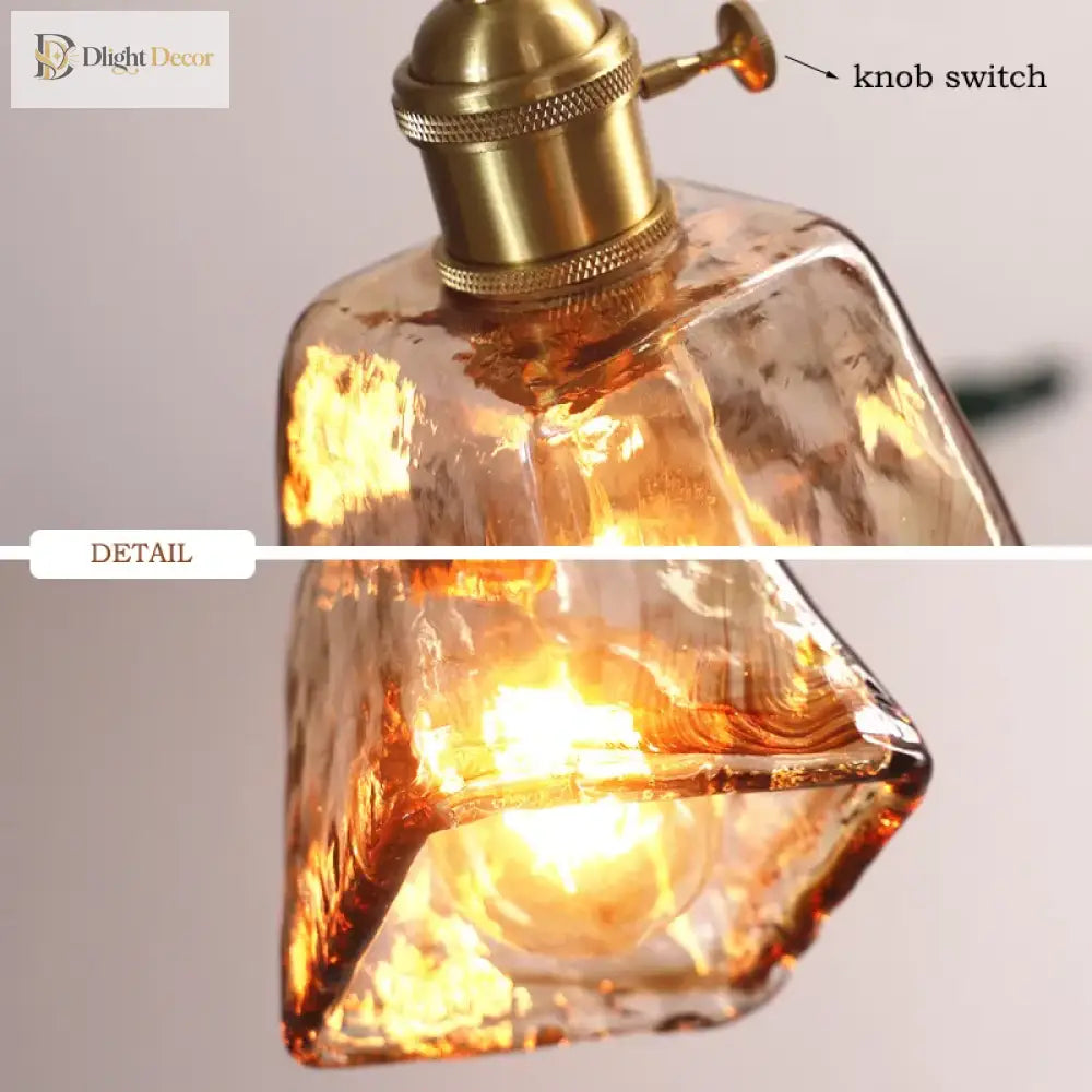Japanese Style Vintage Brass Glass Chandelier - Elegance For Your Dining And Kitchen Spaces Pendant