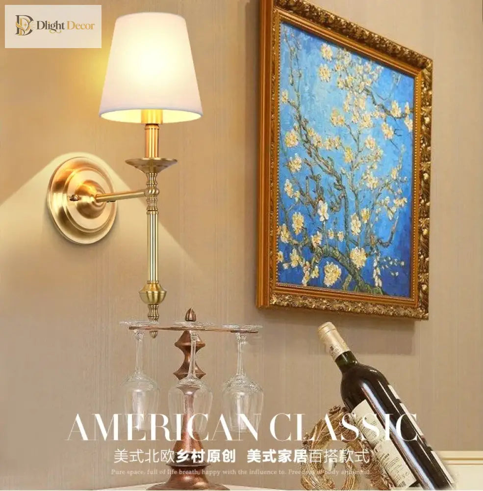 Nordic Copper Vintage Wall Lamps - American Style Led Sconce For Home Living Room Lighting And