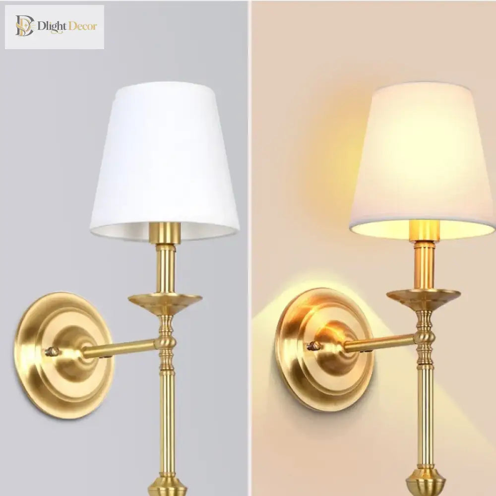 Nordic Copper Vintage Wall Lamps - American Style Led Sconce For Home Living Room Lighting And