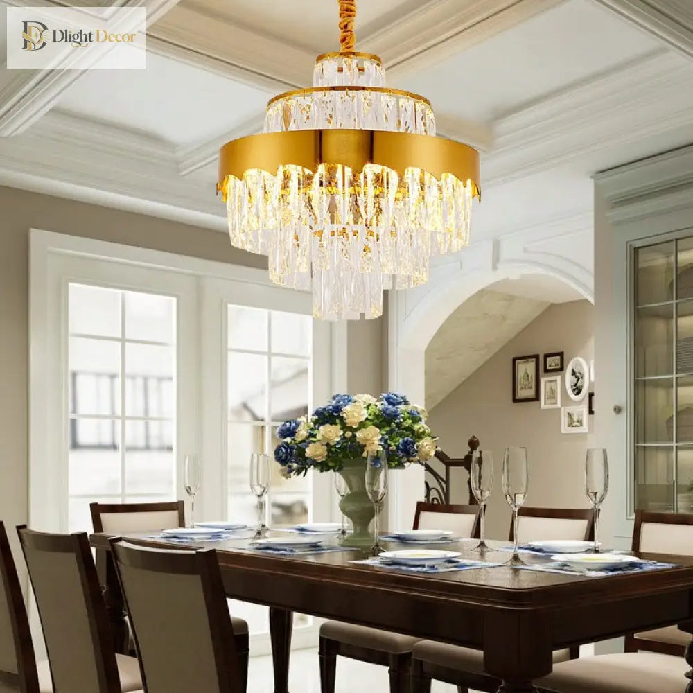 Alessandra Gold Cascade: Crystal Elegance For Your Dining Room Chandelier