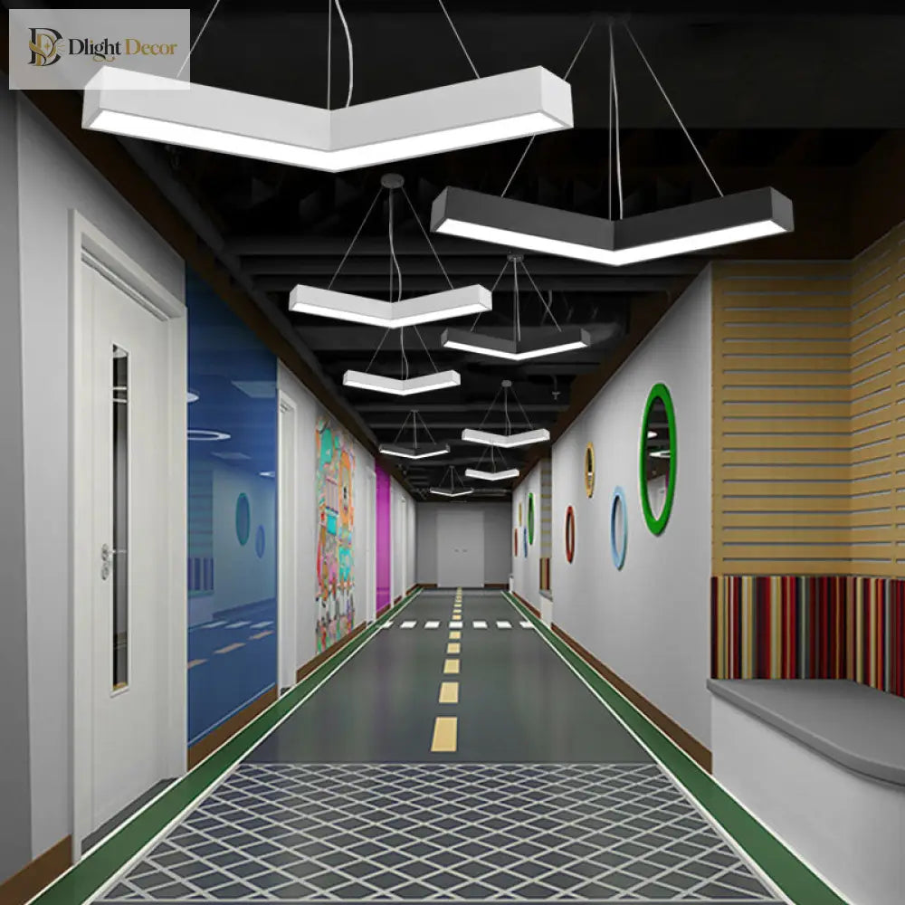 Alexandra Modern V - Shape Ceiling Light - Led Flush Mount In Black Or White Pendant Lighting