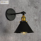 Alice - Industrial Black And Brass Flared Sconce Wall Lamp