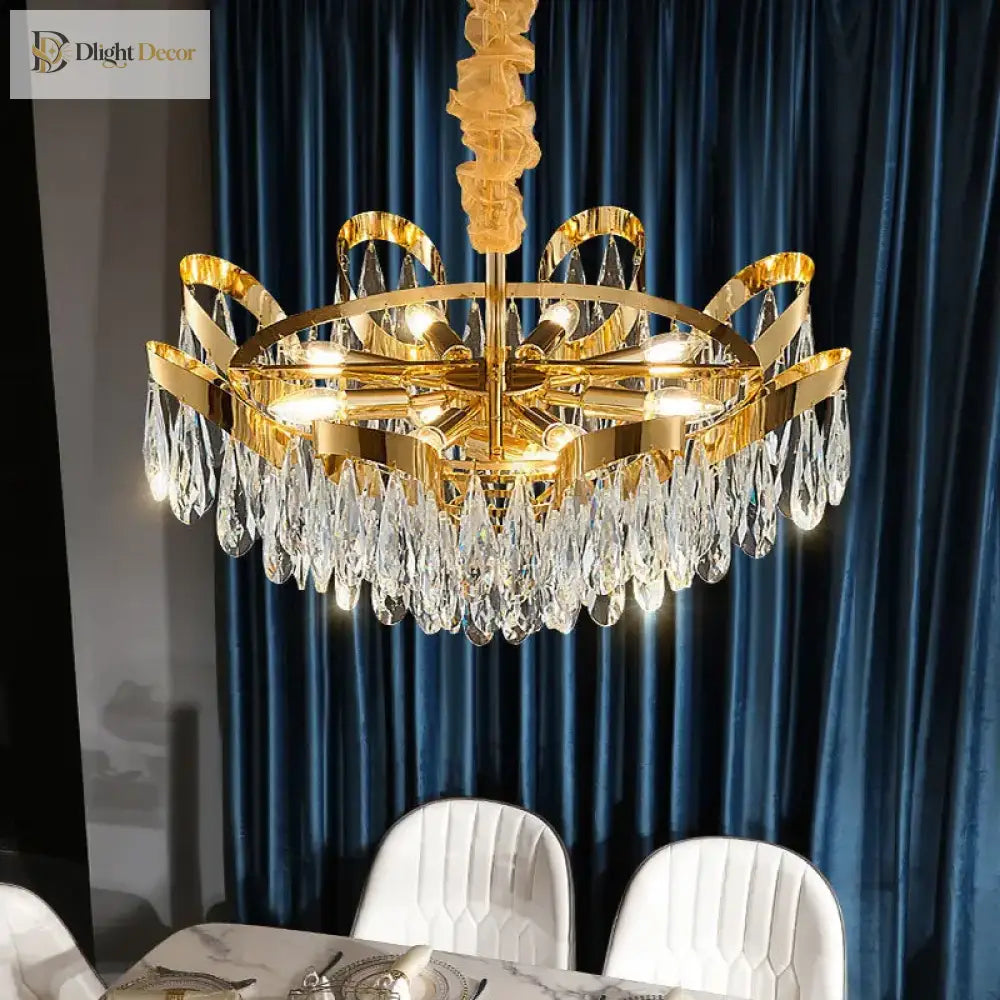 Modern Led Sunflower Crystal Ceiling Chandeliers - Bionic Elegance For Living And Dining Spaces