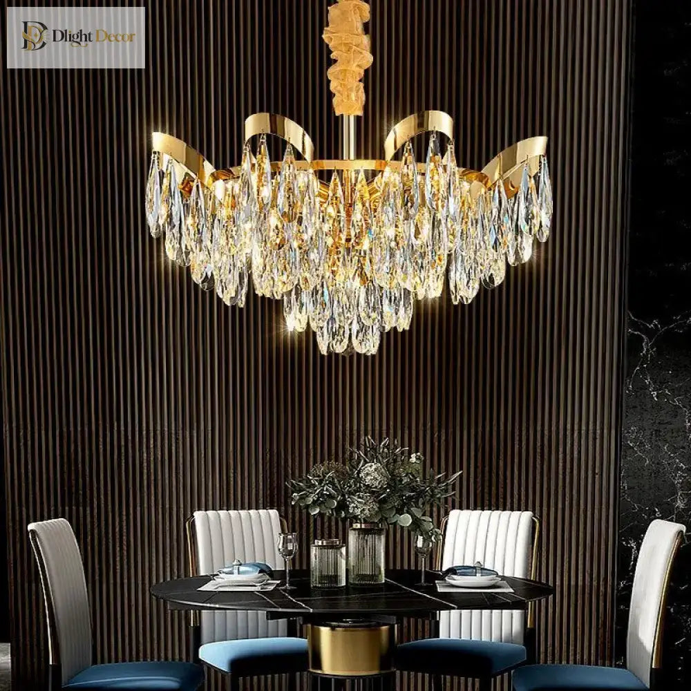 Modern Led Sunflower Crystal Ceiling Chandeliers - Bionic Elegance For Living And Dining Spaces