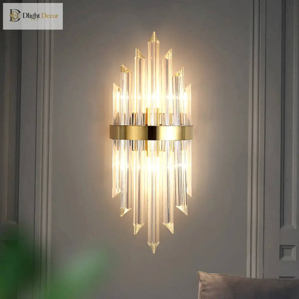 Alivia Elegance Meets Sparkling Brilliance: The Gold Crystal Wall Sconce (1 - 3 Lights) Wall Light