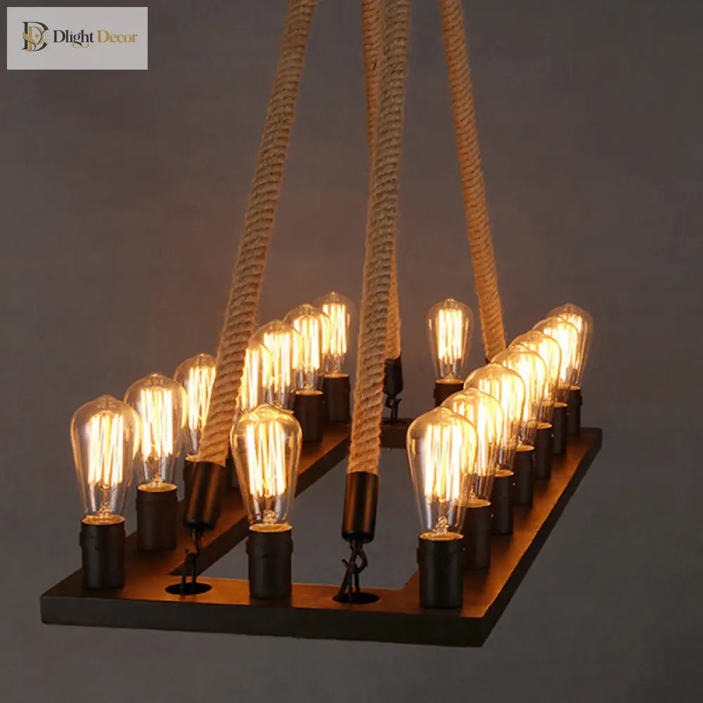 Amelia - Industrial Chandelier With 16 Rectangular Lights (Perfect For Cafes) Pendant Lighting
