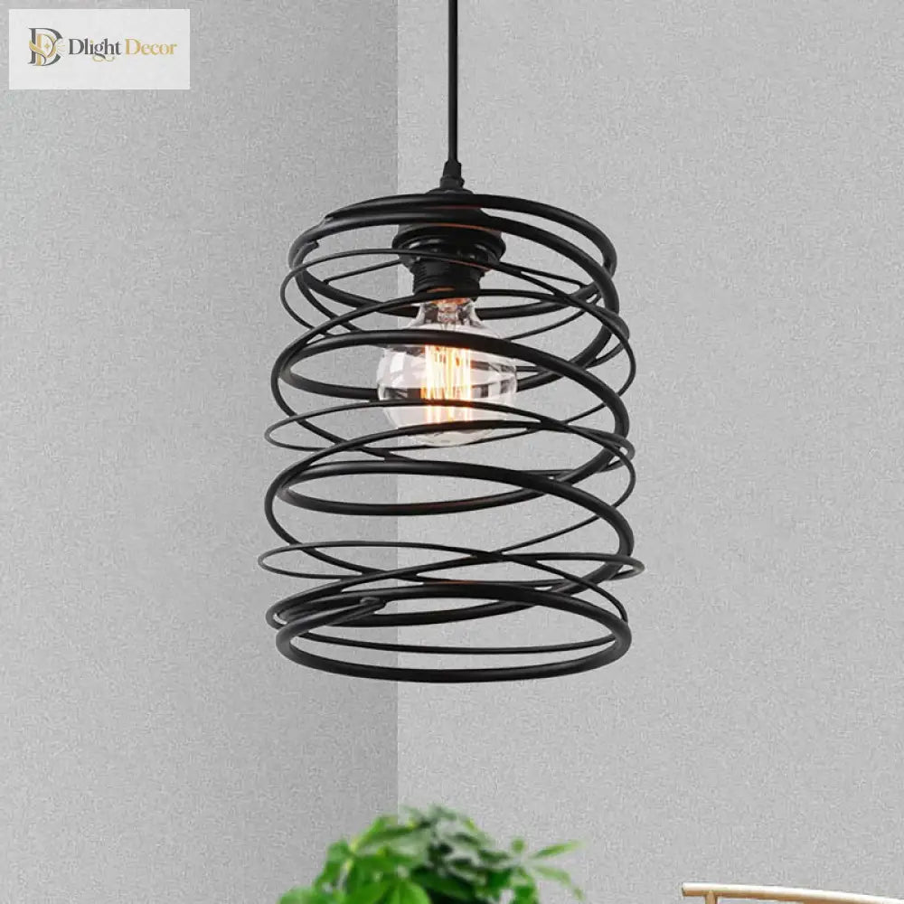 Amy Modern Black Pendant - Industrial Swirl Design Lighting
