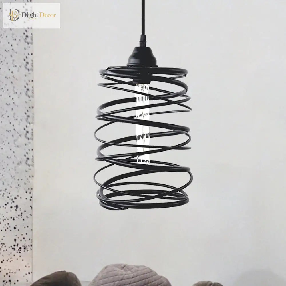 Amy Modern Black Pendant - Industrial Swirl Design Lighting