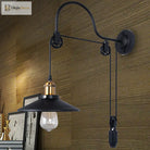 Anastasia: Black Metal Sconce Light With Pulley Wall Light