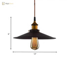 Andrea Metal Pendant Light With Pulley - Black Flare Design For Living Room