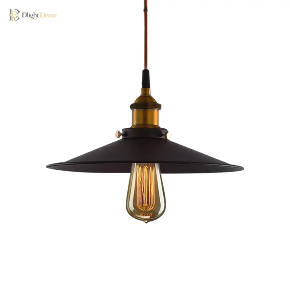 Andrea Metal Pendant Light With Pulley - Black Flare Design For Living Room