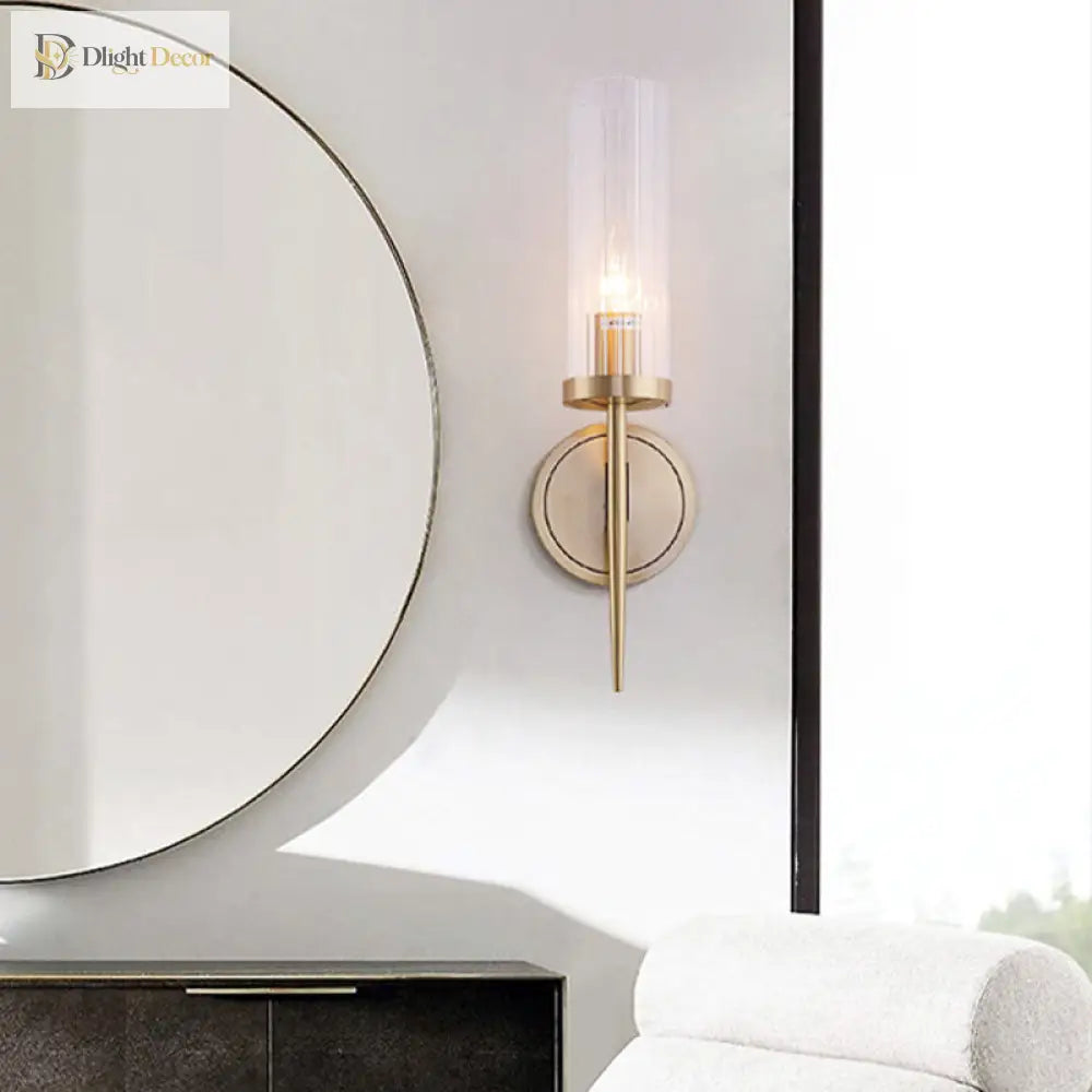Angelina Elegance Meets Warm Illumination: The Gold Fluted Glass Wall Light Wall Lamp