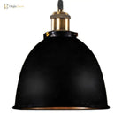 Antique Style Dome Pendant Lamp 1 Light Wrought Iron Hanging Fixture With Cord In Black/Rust
