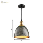 Antique Style Dome Pendant Lamp 1 Light Wrought Iron Hanging Fixture With Cord In Black/Rust