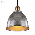 Antique Style Dome Pendant Lamp 1 Light Wrought Iron Hanging Fixture With Cord In Black/Rust