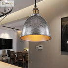 Antique Style Dome Pendant Lamp 1 Light Wrought Iron Hanging Fixture With Cord In Black/Rust