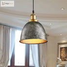 Antique Style Dome Pendant Lamp 1 Light Wrought Iron Hanging Fixture With Cord In Black/Rust