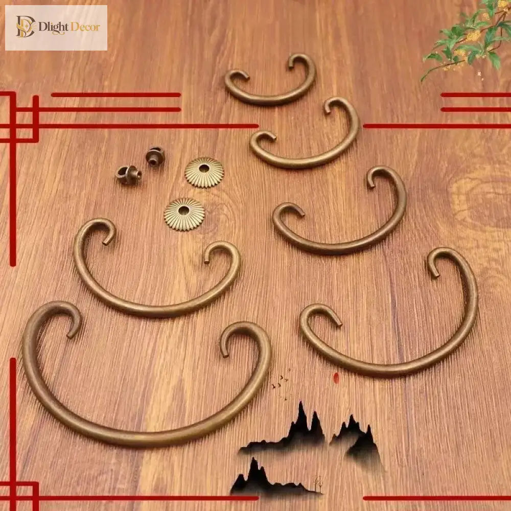 Antique Brass Arch Cabinet Pulls – Vintage Drawer Handles for Home Improvement Pulls