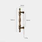 Antique Brass Furniture Cabinet Handle – American Vintage Wardrobe Knob and Drawer Pull 148mm bar Handles
