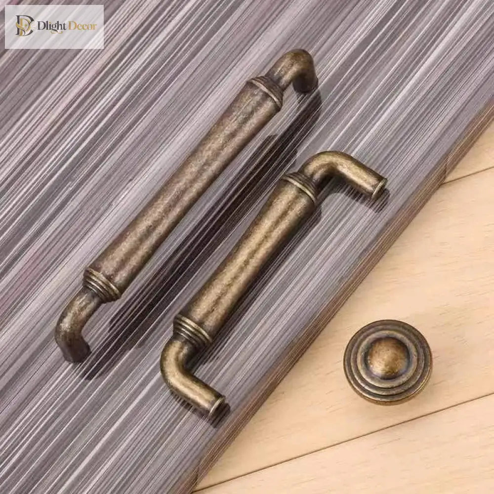 Antique Bronze Cabinet Handles - Retro Drawer Pulls Vintage Zinc Alloy Kitchen Hardware for Furniture Dresser and