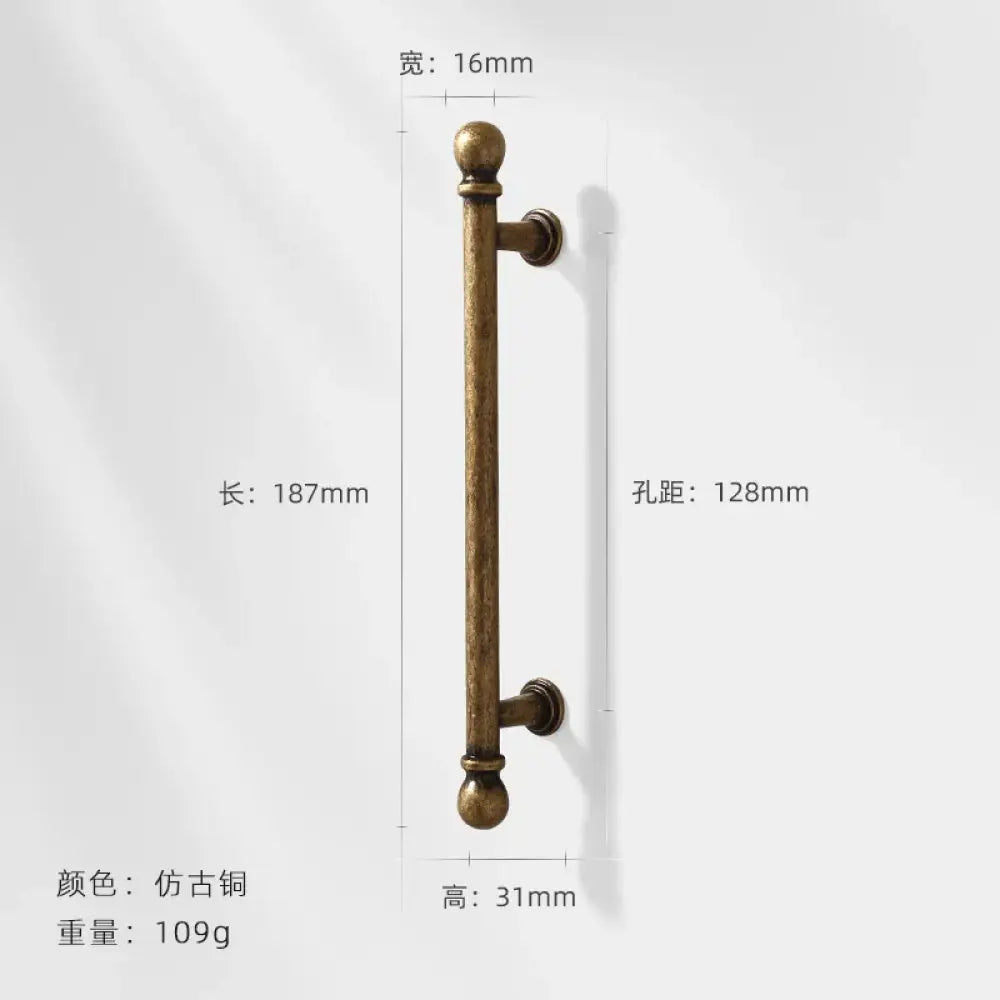 Antique Bronze Wardrobe Door Handles – Zinc Alloy Cabinet Pulls and Drawer Knobs 5066-128mm Handles