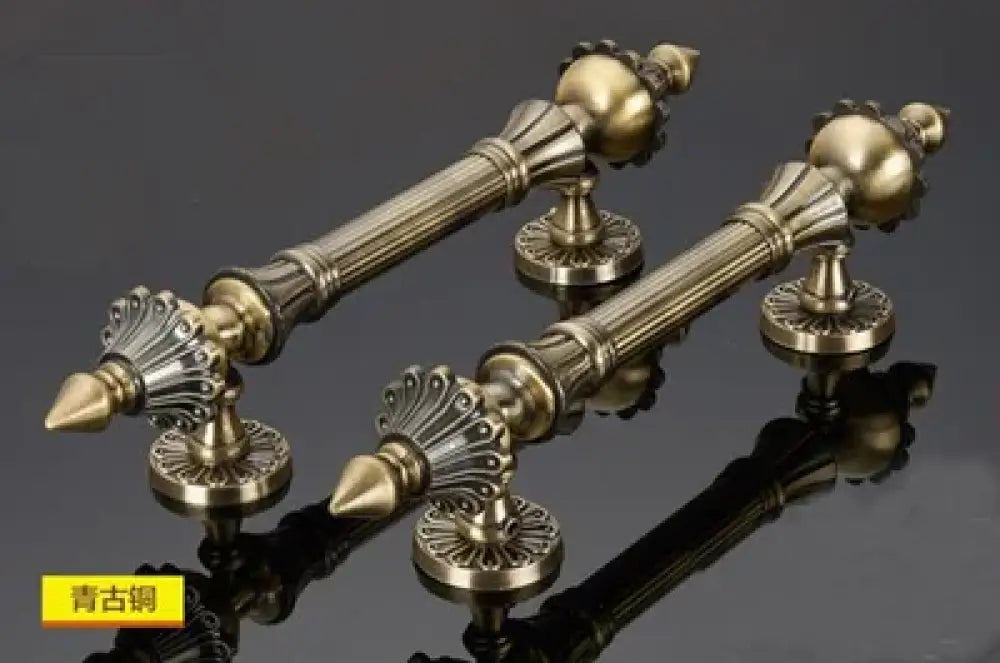 Antique Bronze Zinc Alloy Door Pull – Elegant Long Handle for Glass Wooden or Alloy Doors (280-550mm) Green bronze