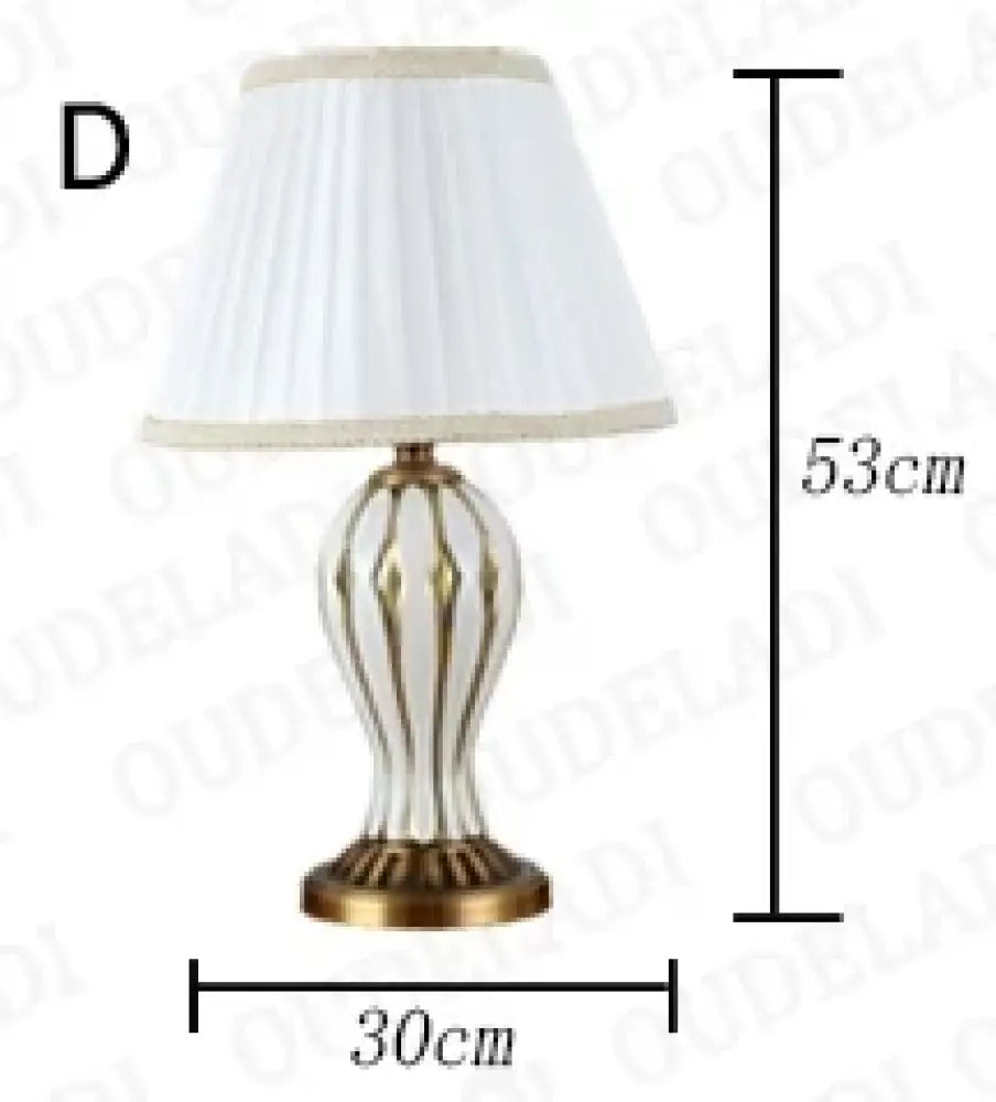Antique ceramic LED desk lamp, white shade; 30cm wide and 53cm tall