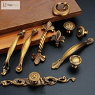 Antique Yellow Bronze Cabinet Handles - Brushed Vintage Drawer Pulls for Kitchen and Wardrobe Doors Handles