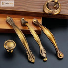 Antique Yellow Bronze Cabinet Handles - Brushed Vintage Drawer Pulls for Kitchen and Wardrobe Doors Handles