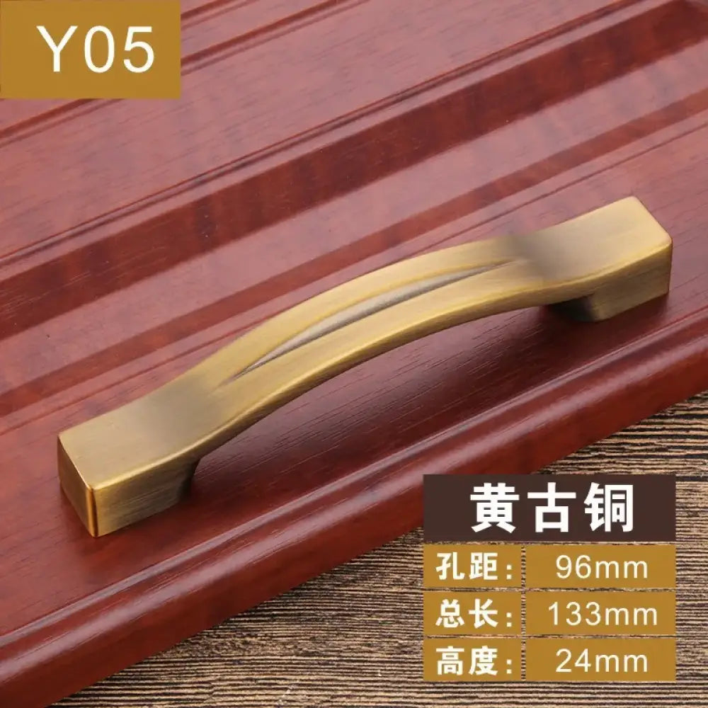 Antique Yellow Bronze Cabinet Handles - Brushed Vintage Drawer Pulls for Kitchen and Wardrobe Doors Y05 96mm Handles