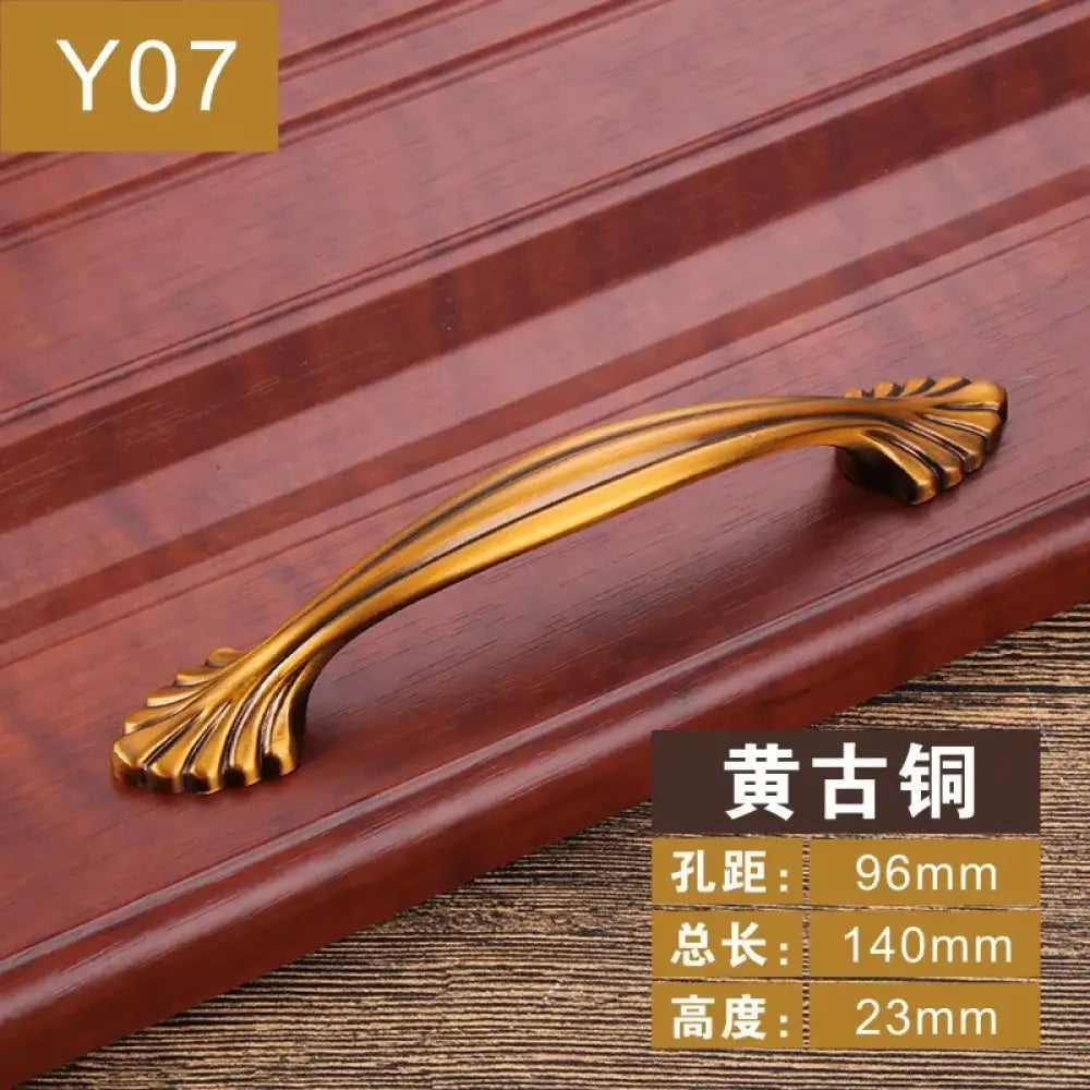 Antique Yellow Bronze Cabinet Handles - Brushed Vintage Drawer Pulls for Kitchen and Wardrobe Doors Y07 96mm Handles