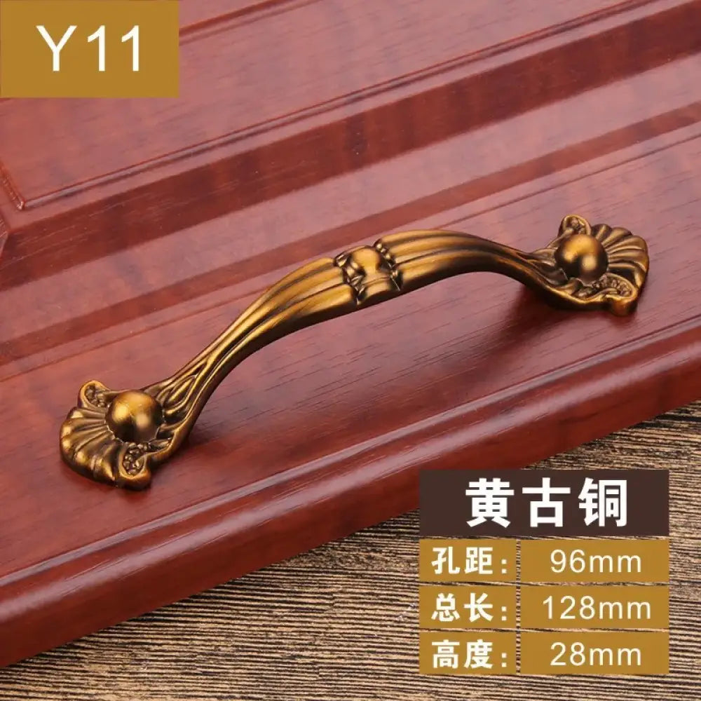 Antique Yellow Bronze Cabinet Handles - Brushed Vintage Drawer Pulls for Kitchen and Wardrobe Doors Y11 96mm Handles