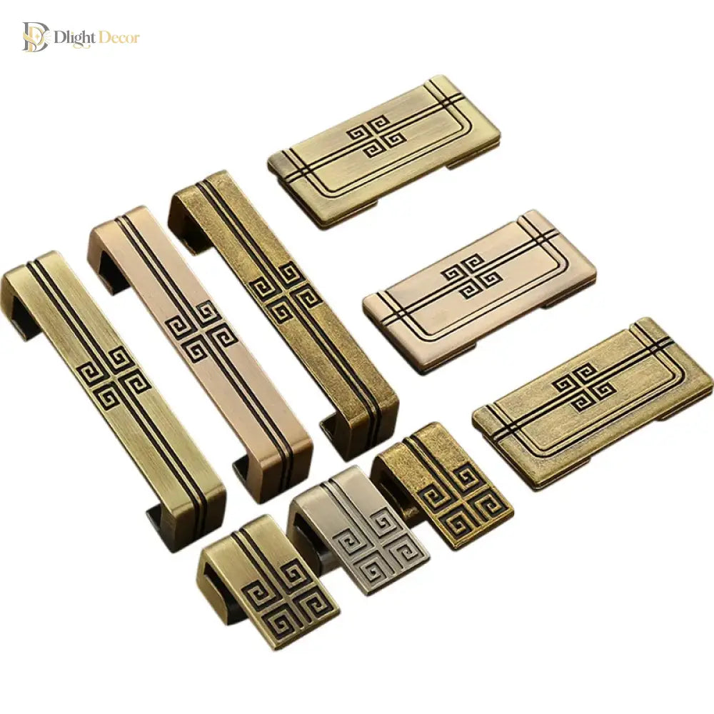 Antique Yellow Bronze Wardrobe Handles - Modern Zinc Alloy Drawer Knobs for Cabinets and Closets Handles
