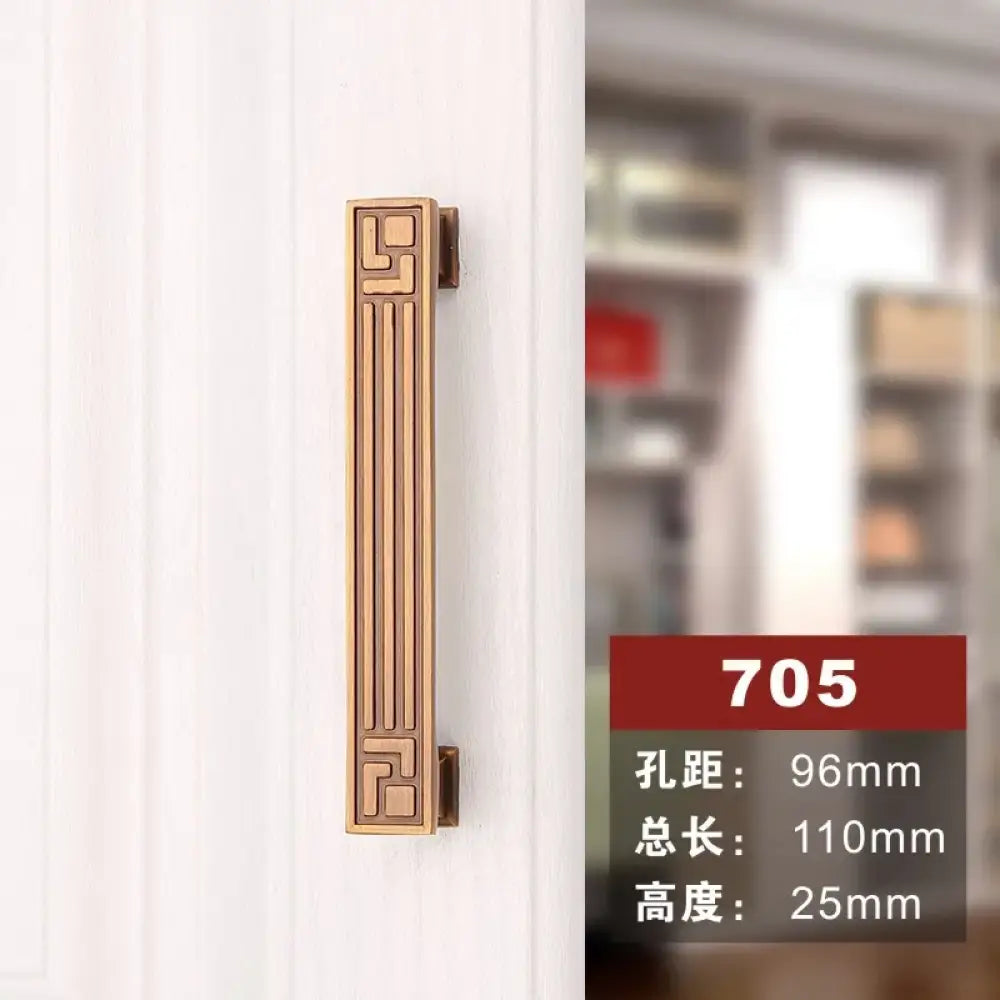 Antique Yellow Bronze Wardrobe Handles - Modern Zinc Alloy Drawer Knobs for Cabinets and Closets 705 96mm Handles