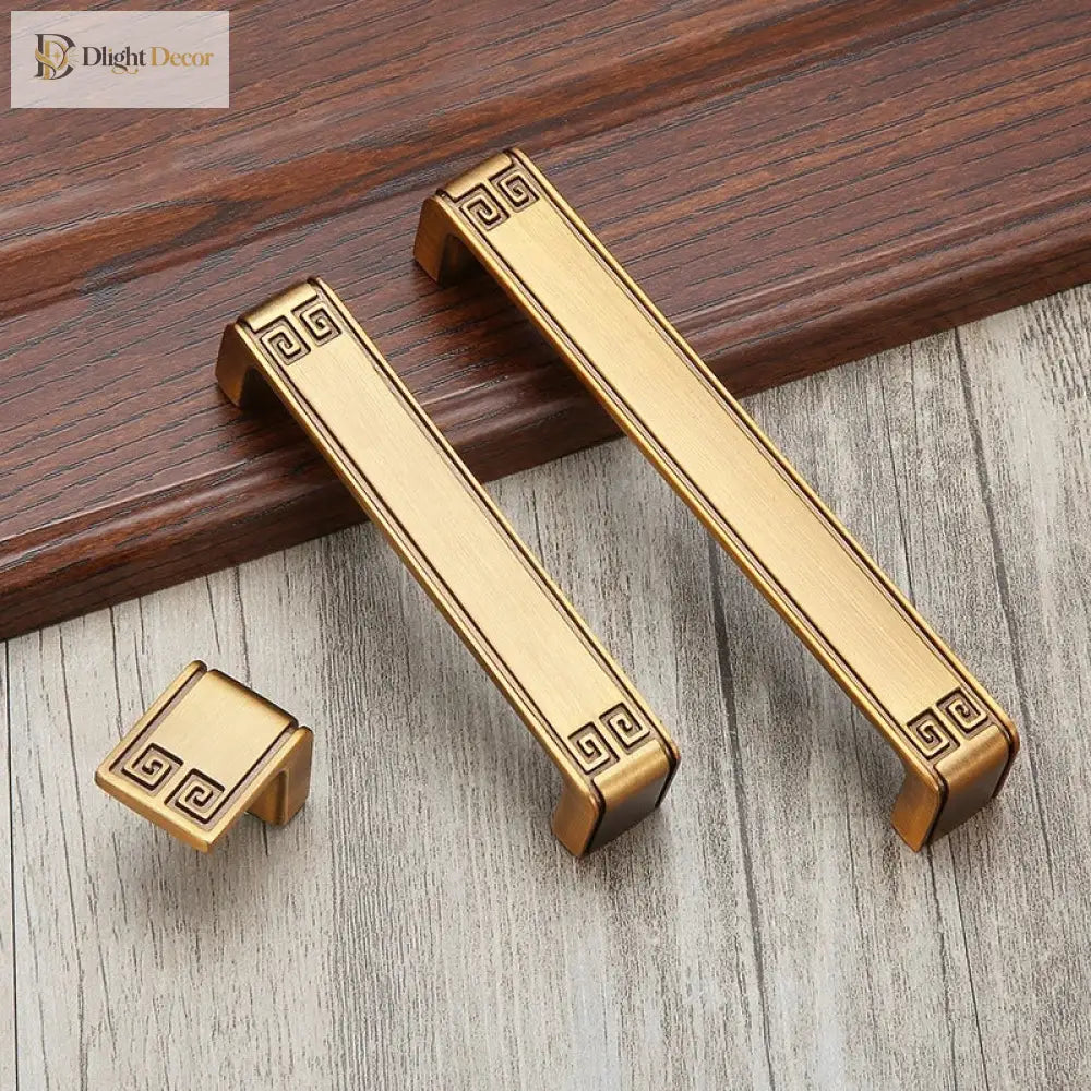 Antique Yellow Bronze Wardrobe Handles - Modern Zinc Alloy Drawer Knobs for Cabinets and Closets Handles