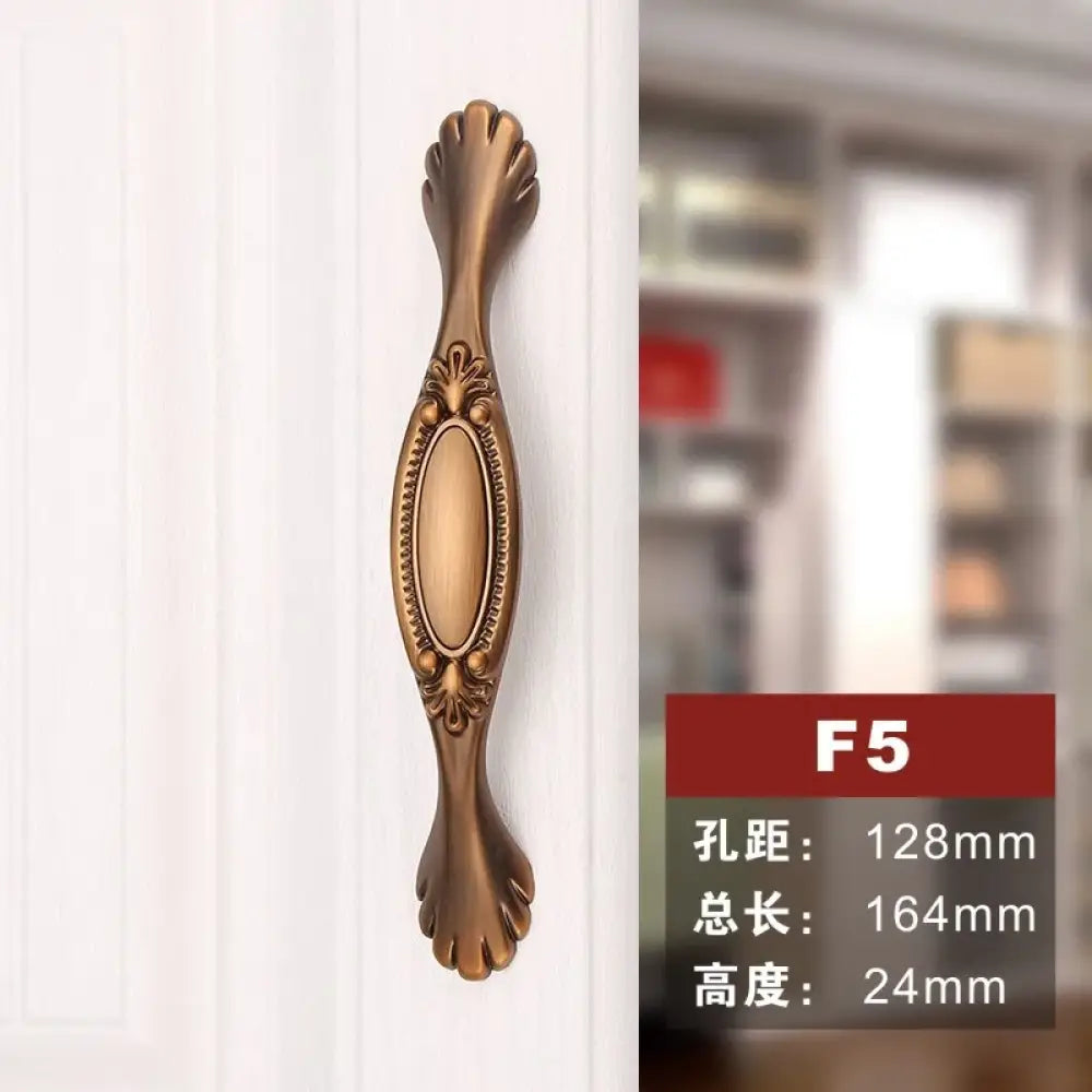 Antique Yellow Bronze Wardrobe Handles - Modern Zinc Alloy Drawer Knobs for Cabinets and Closets F5 128mm Handles