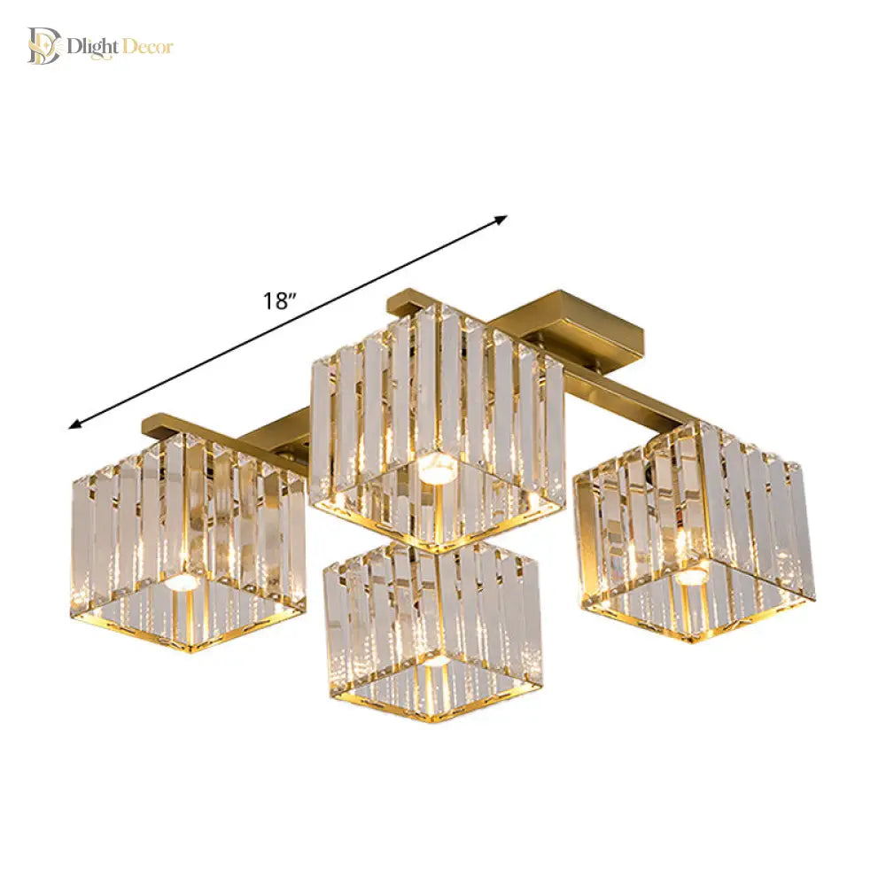 Anya’s Modern Crystal Chandelier - Square Design Ceiling Light