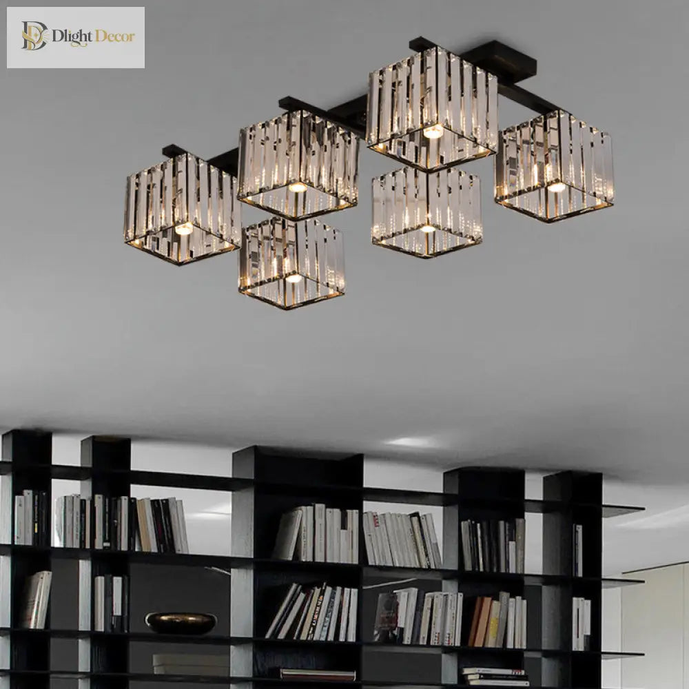 Anya’s Modern Crystal Chandelier - Square Design Ceiling Light