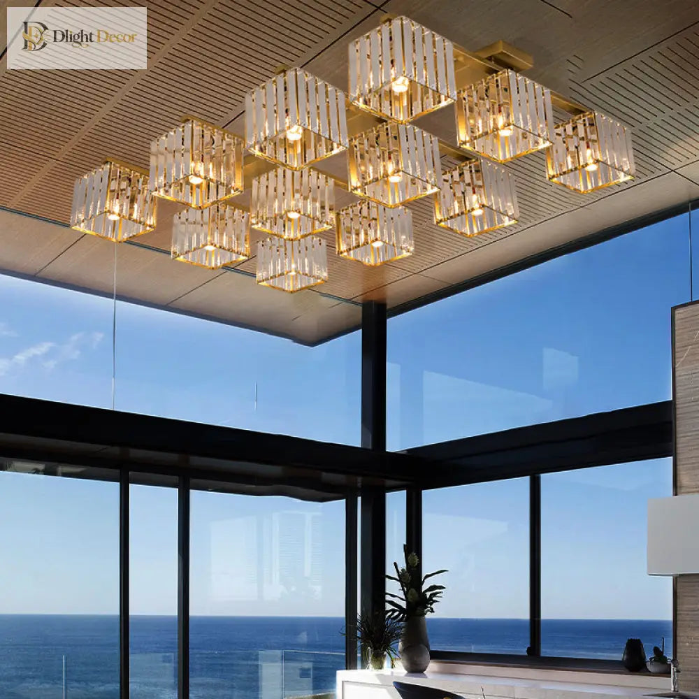 Anya’s Modern Crystal Chandelier - Square Design Ceiling Light
