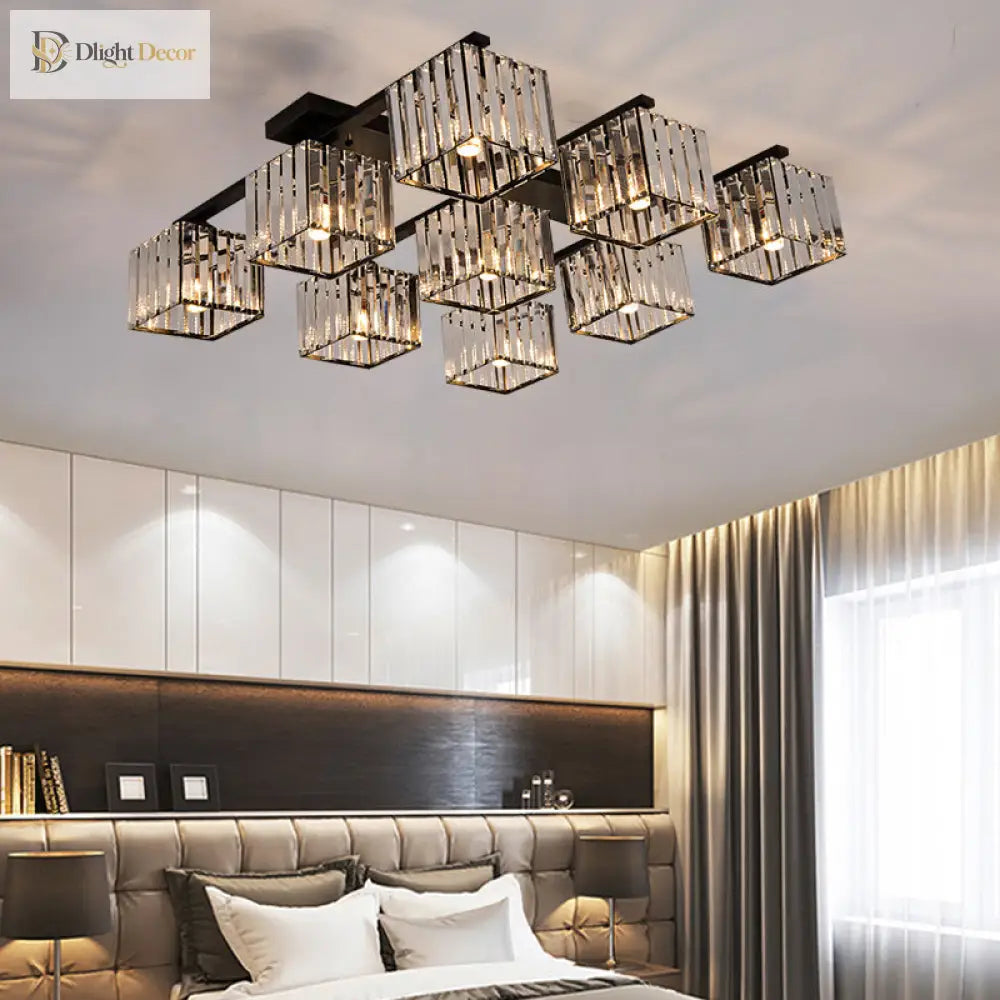 Anya’s Modern Crystal Chandelier - Square Design Ceiling Light