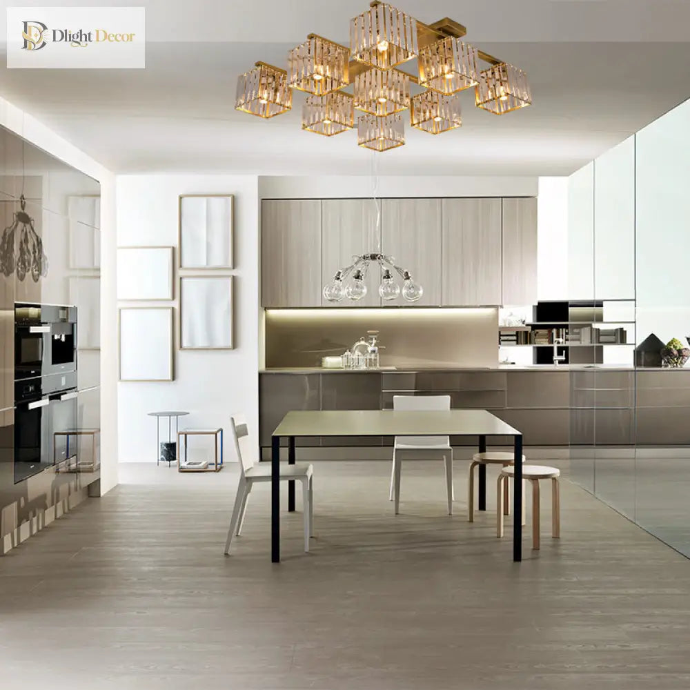 Anya’s Modern Crystal Chandelier - Square Design Ceiling Light