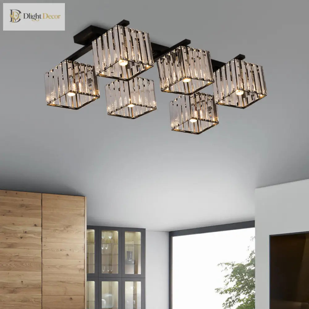 Anya’s Modern Crystal Chandelier - Square Design Ceiling Light