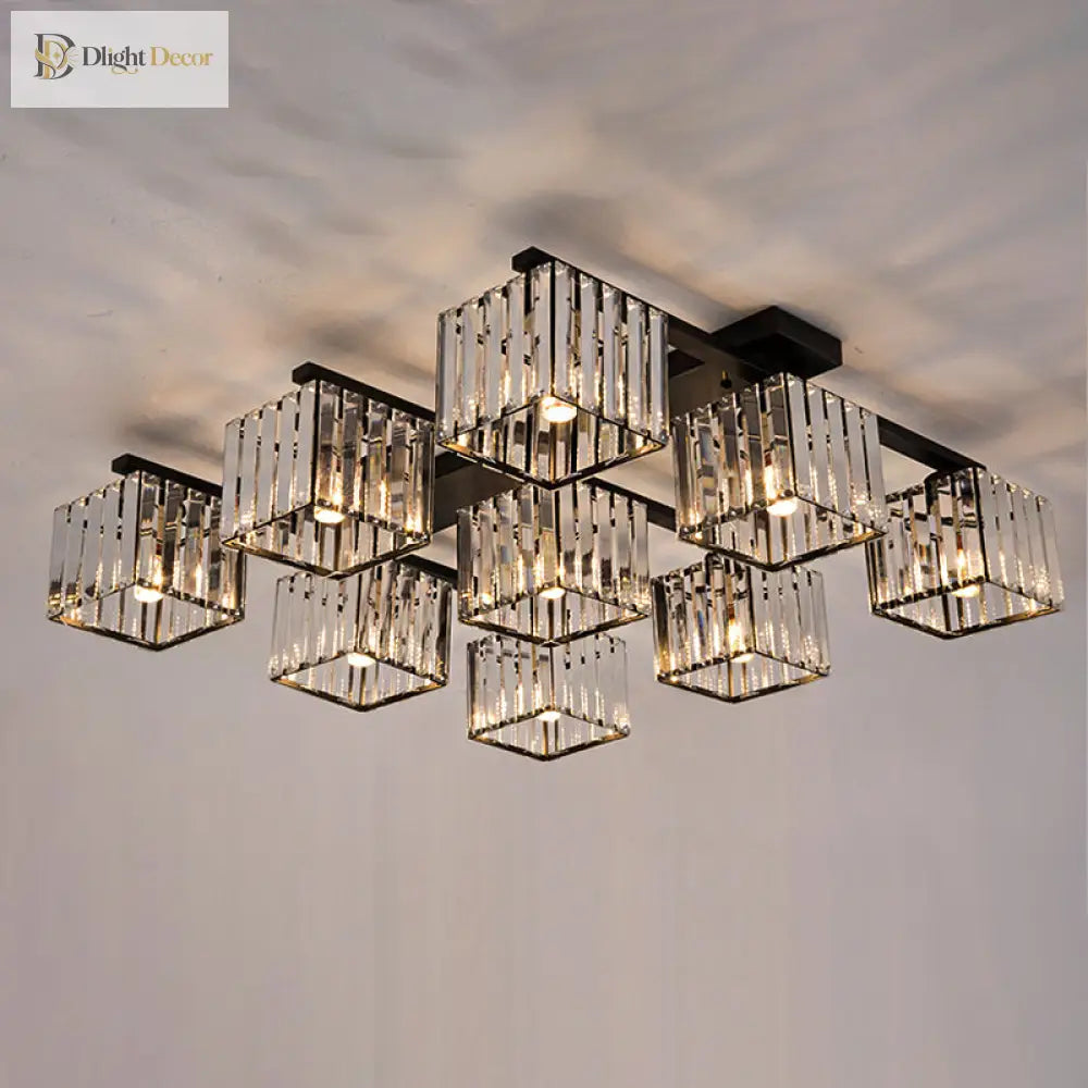 Anya’s Modern Crystal Chandelier - Square Design Ceiling Light