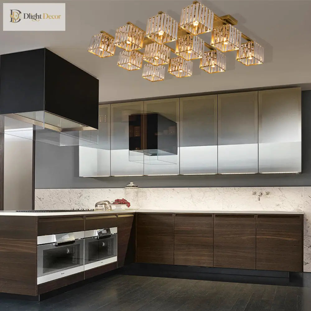Anya’s Modern Crystal Chandelier - Square Design Ceiling Light