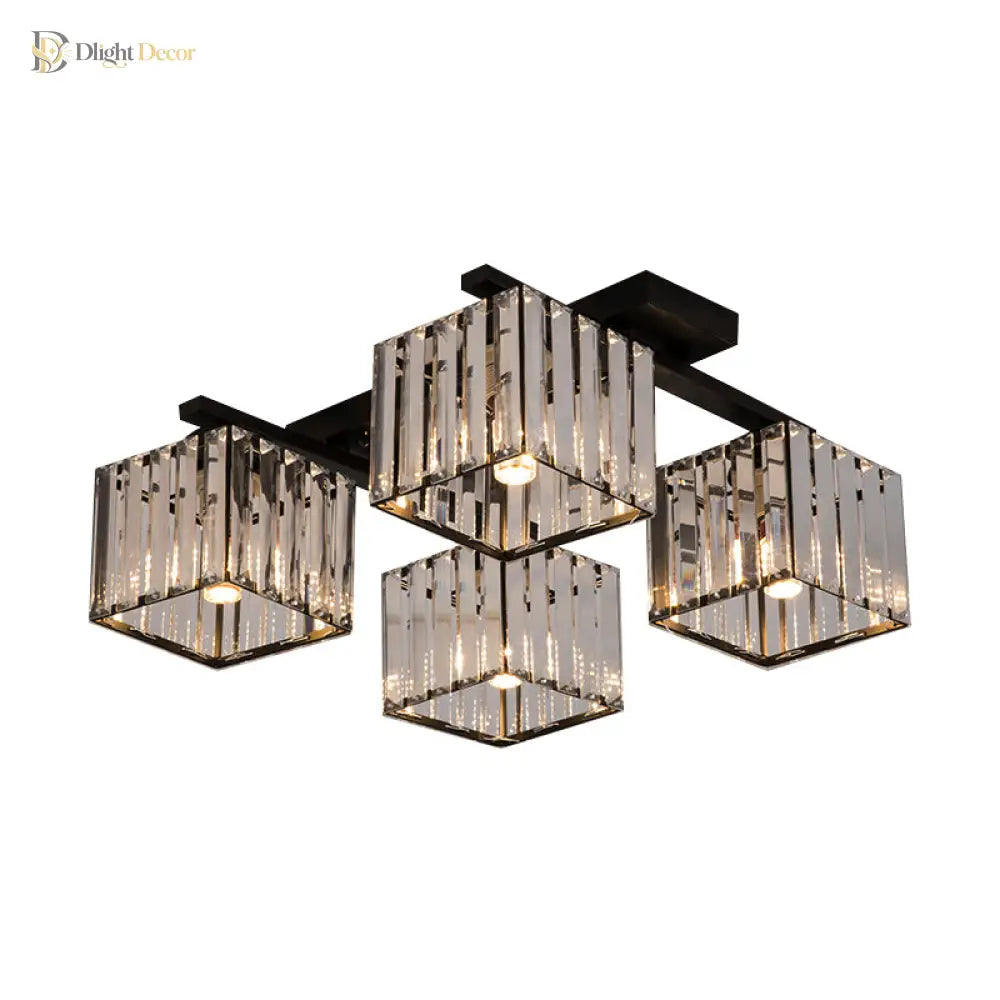 Anya’s Modern Crystal Chandelier - Square Design Ceiling Light