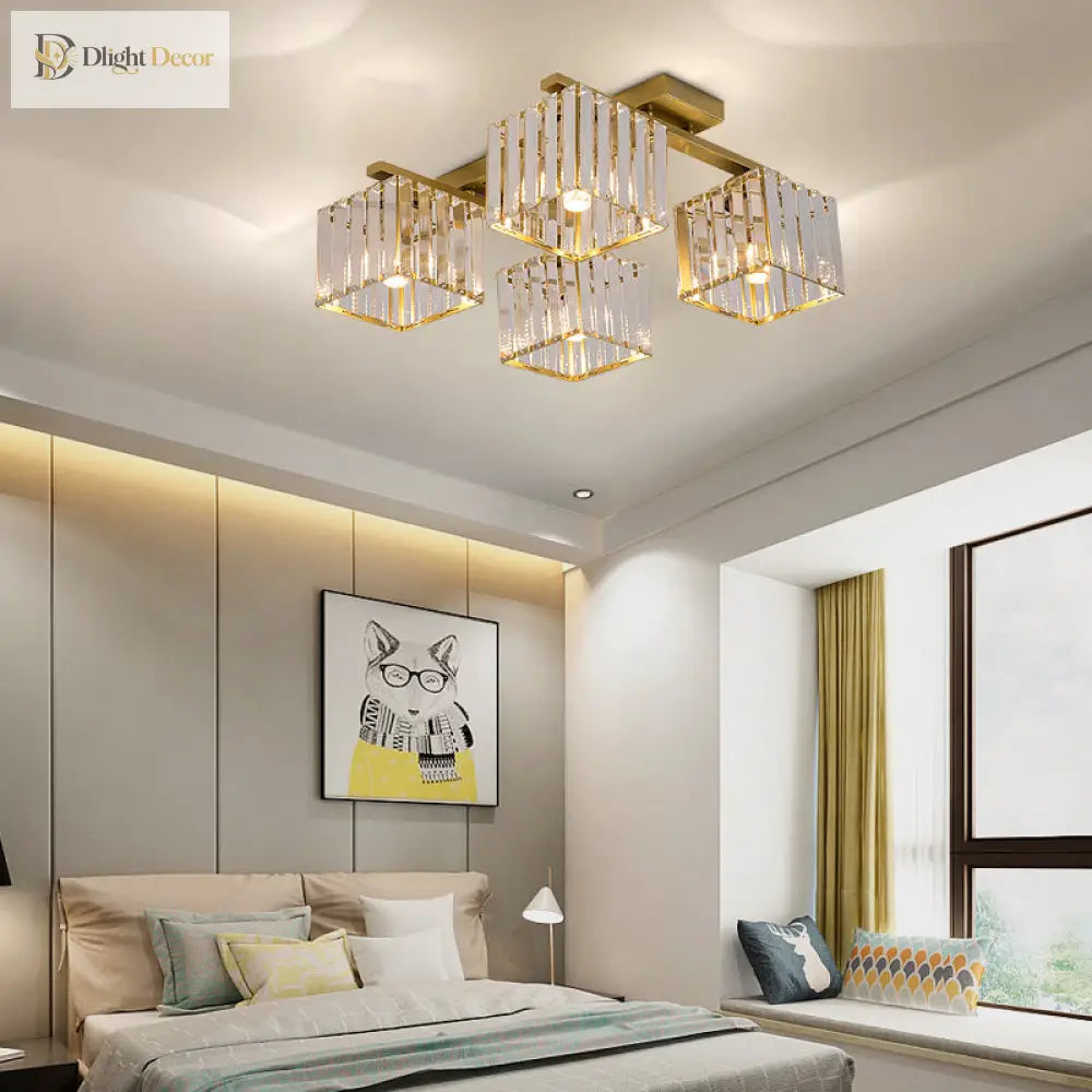Anya’s Modern Crystal Chandelier - Square Design Ceiling Light