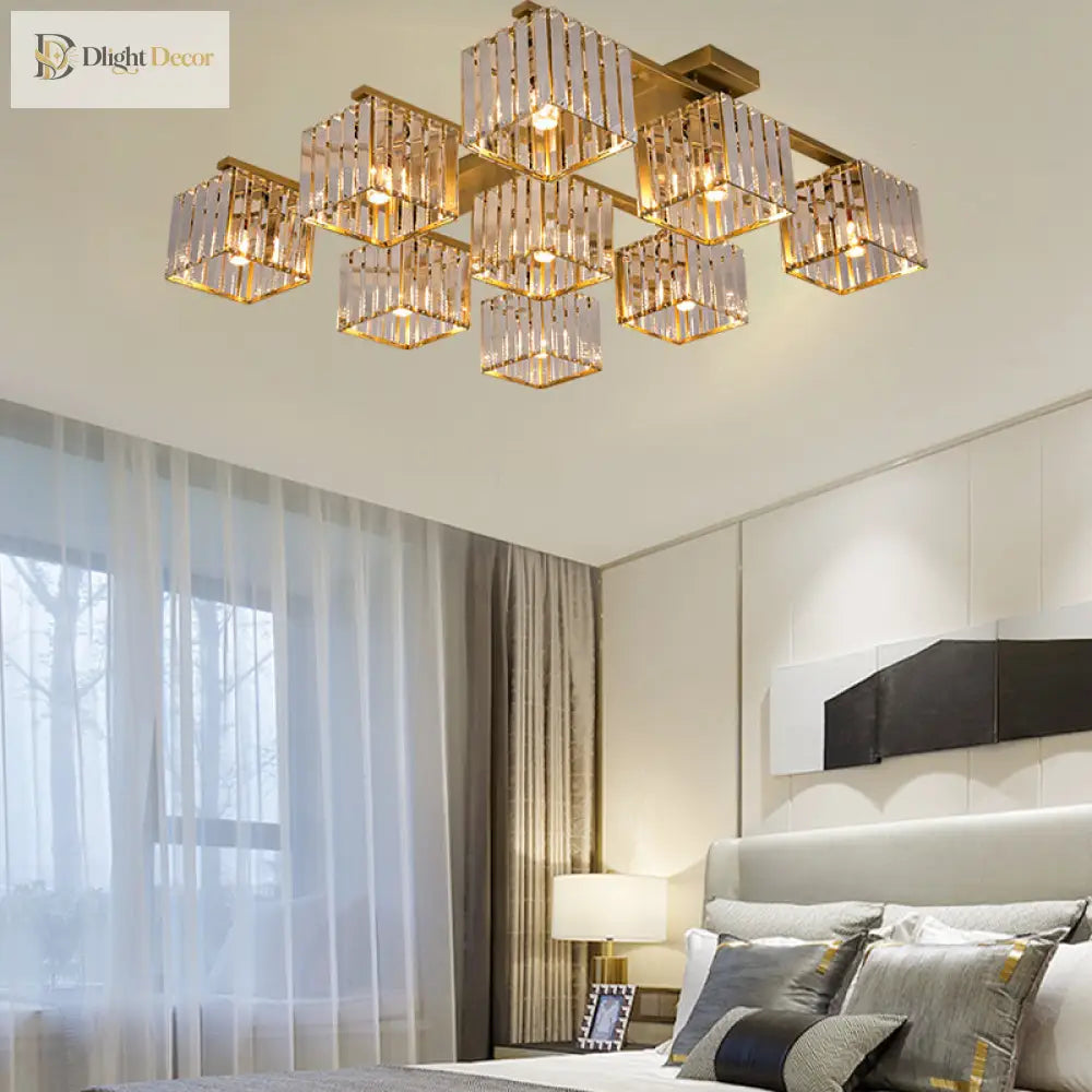 Anya’s Modern Crystal Chandelier - Square Design Ceiling Light